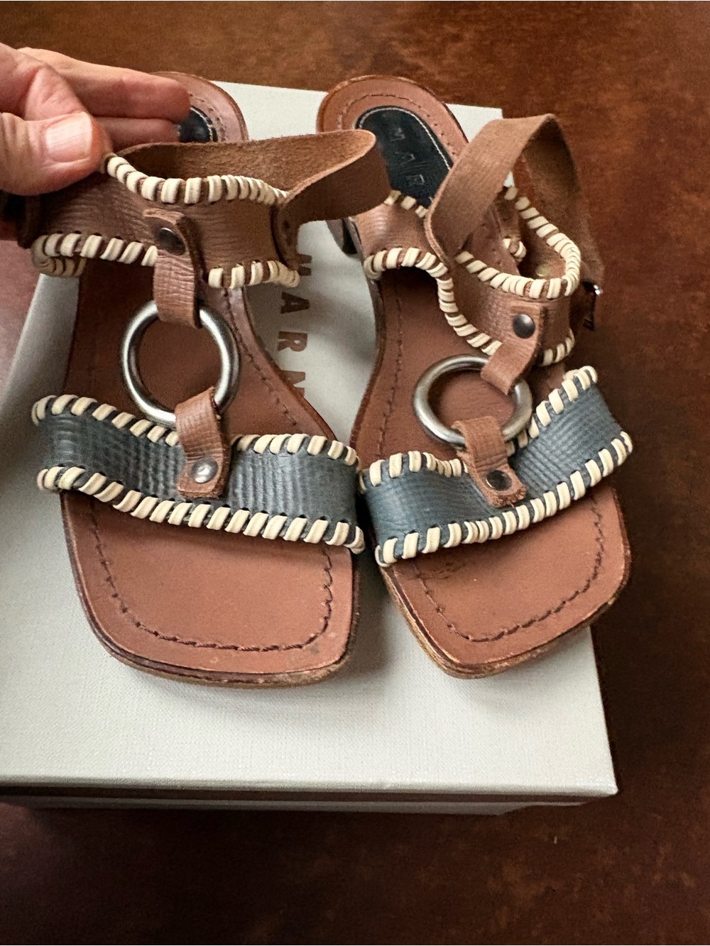 MARNI Ring Buckle Sandal Size 38.5
Blue & Brown